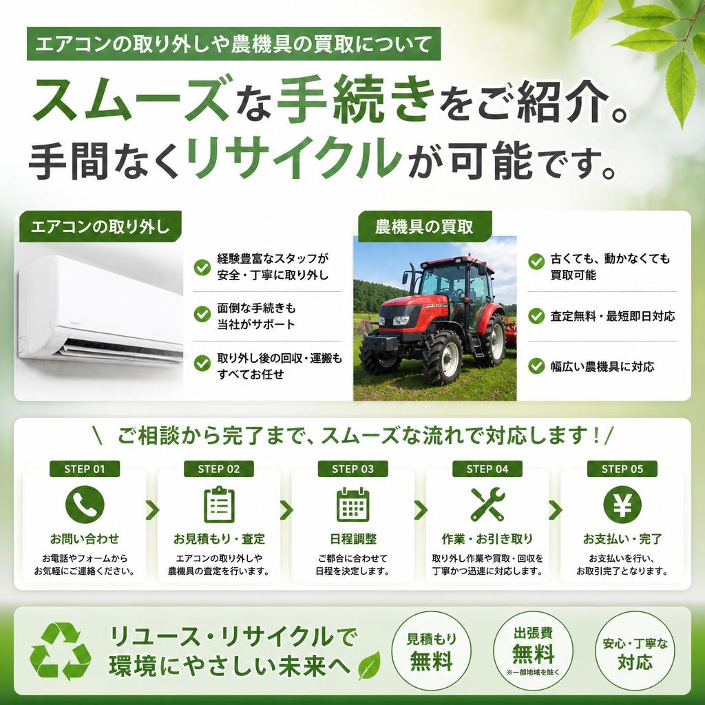 4. エアコンと農機具の回収サービス