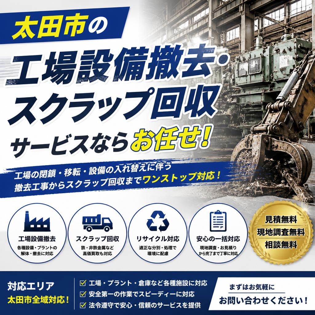 太田市の工場設備撤去・スクラップ回収サービスならお任せ！