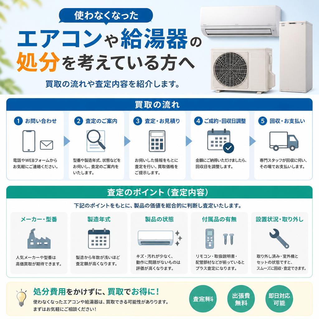 エアコン・給湯器の高価買取について