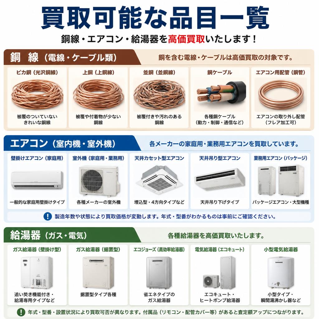 高価買取の対象品目