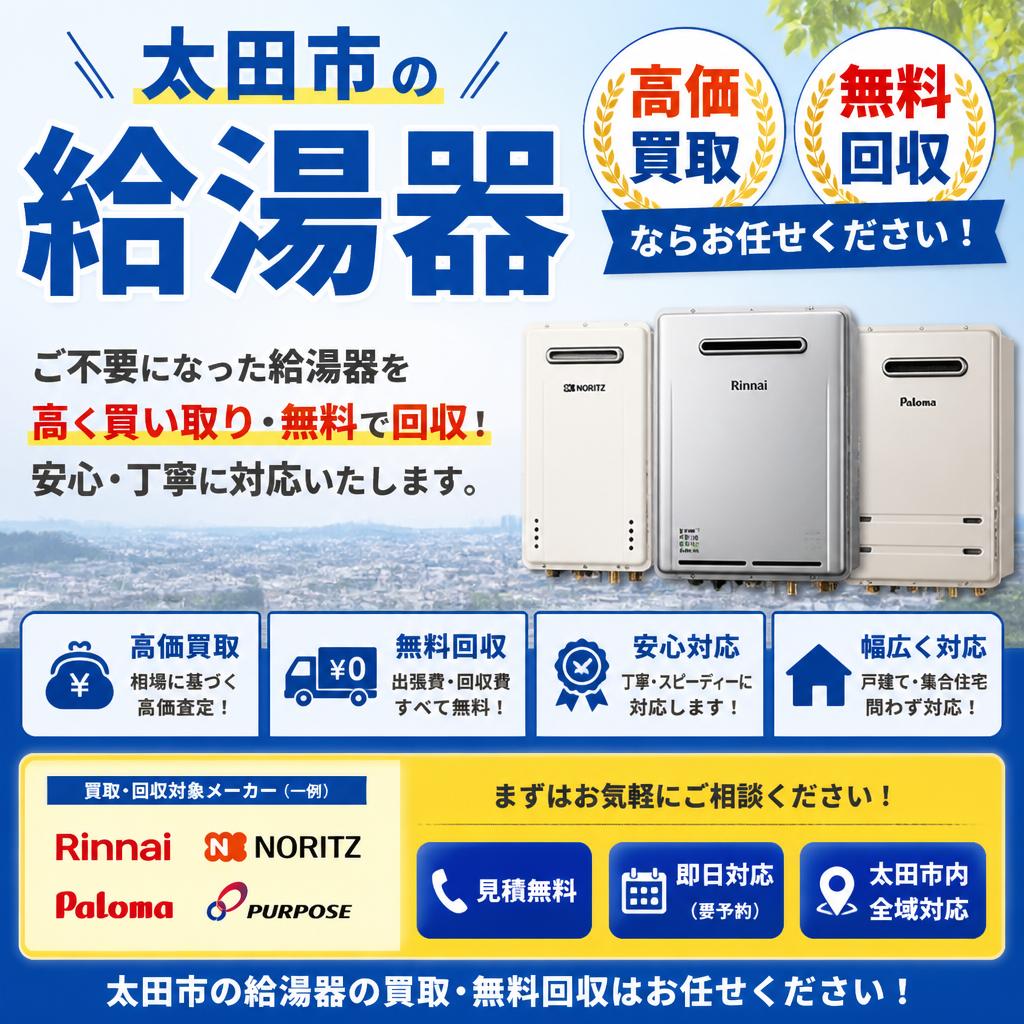 太田市の給湯器高価買取・無料回収ならお任せください！
