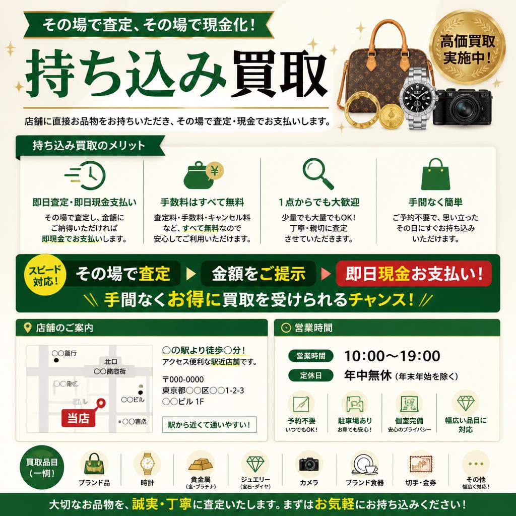 安心・便利な持ち込み買取