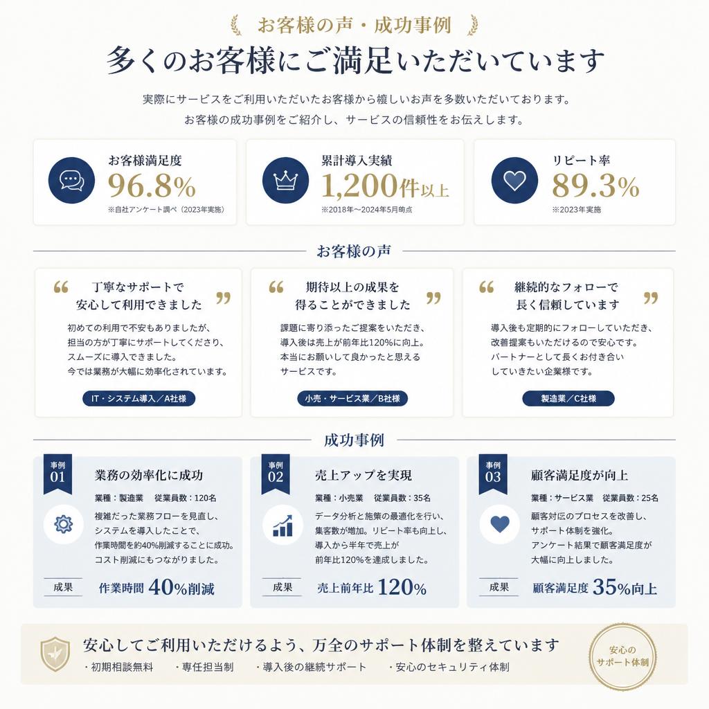 お客様の声 - 実績と信頼の証明