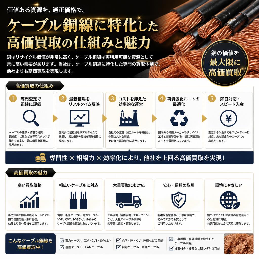 2. ケーブル銅線の高価買取