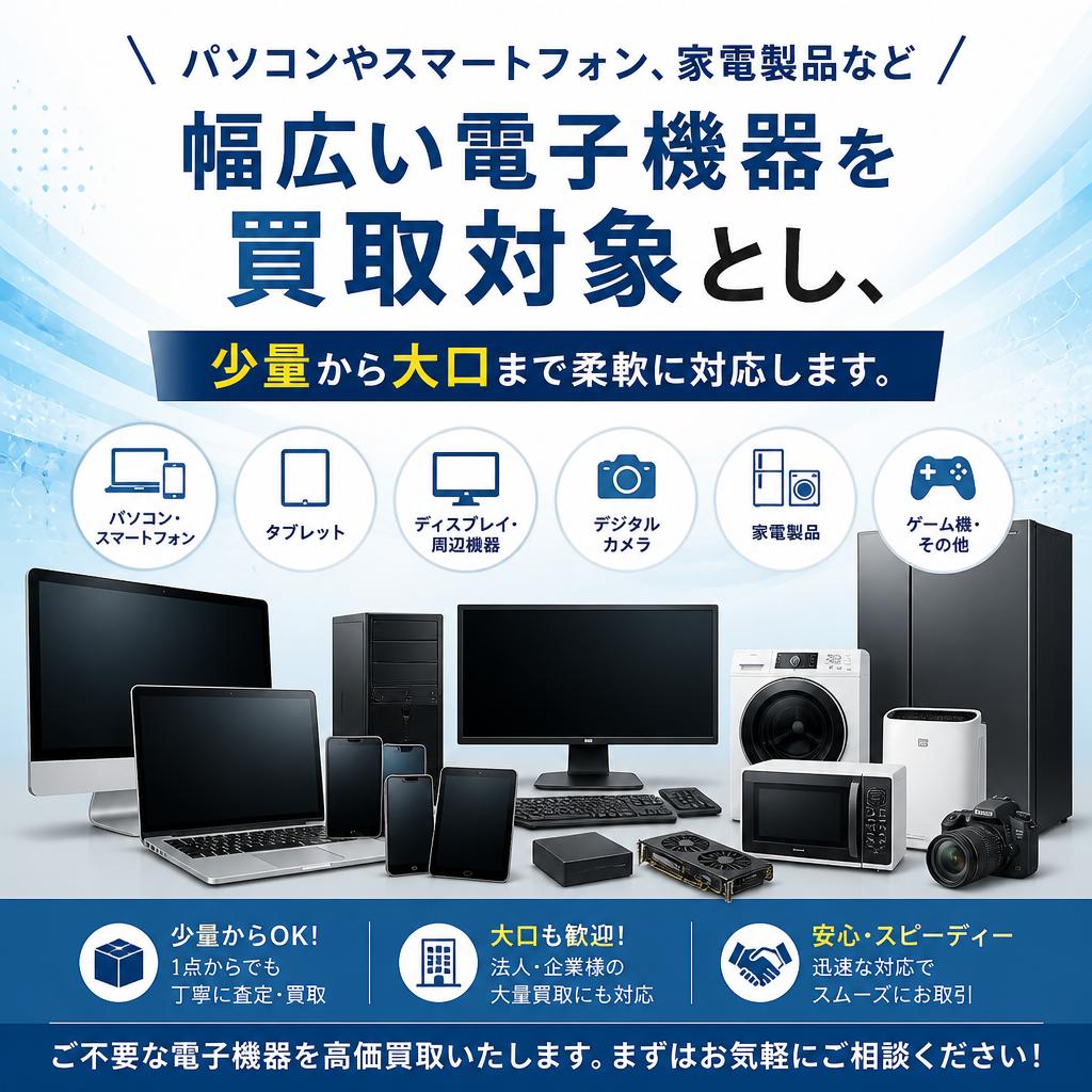 電子機器の多様な買取品目