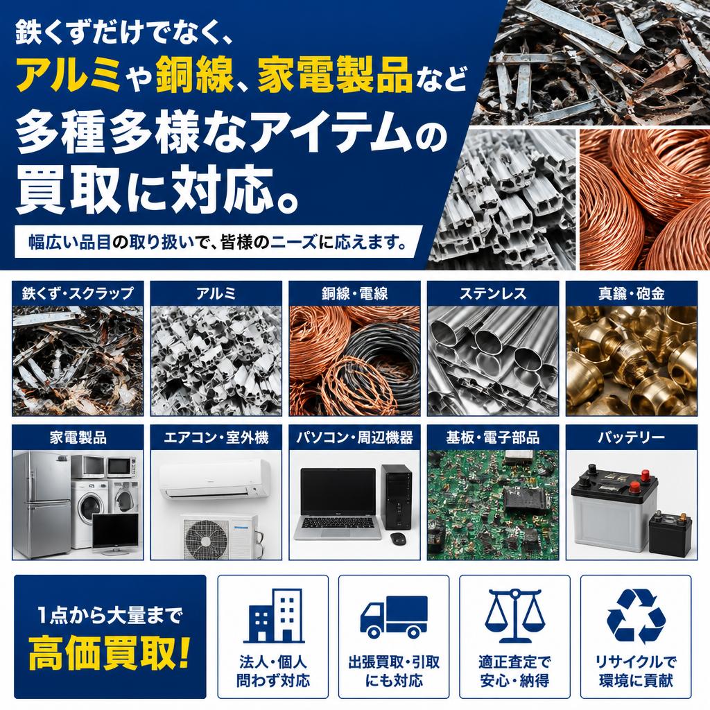 取り扱い品目の幅広さ