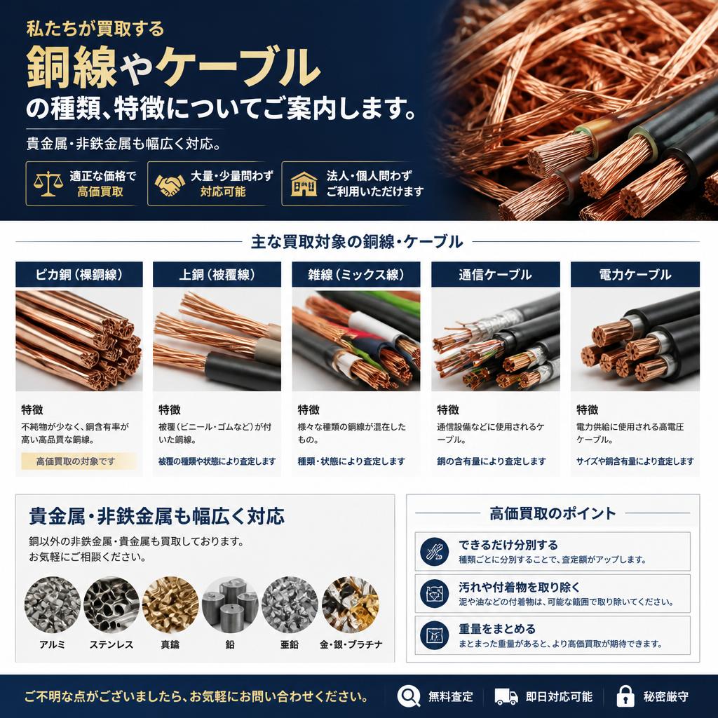 銅線・ケーブルの買取品目
