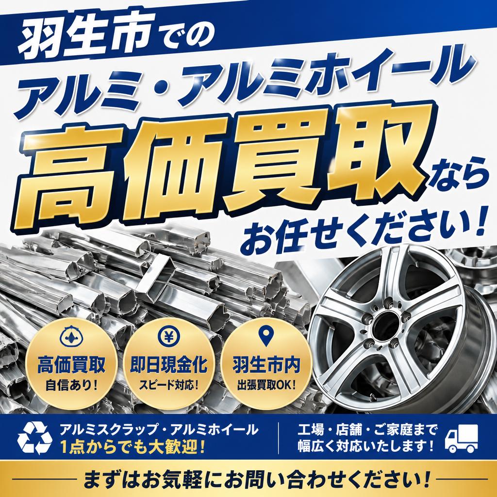 羽生市でのアルミ・アルミホイール高価買取ならお任せください！