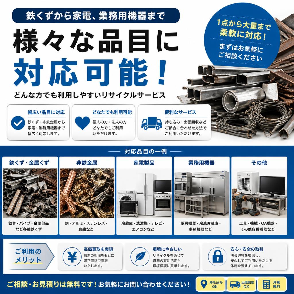 取り扱い品目の幅広さ