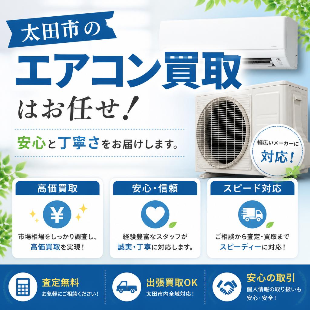 太田市のエアコン買取はお任せ！安心と丁寧さをお届けします。