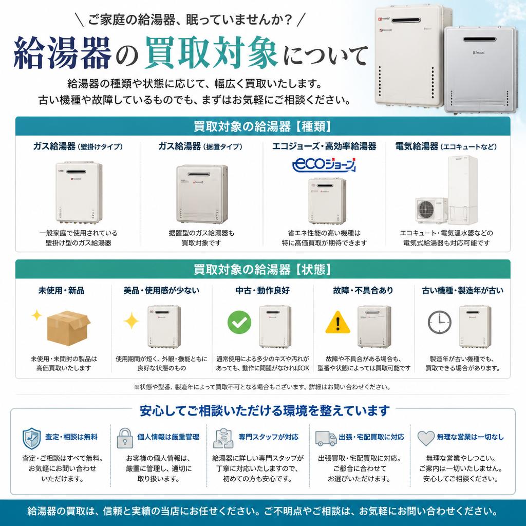 給湯器買取の対象品目